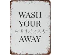 Lava via le tue preoccupazioni Bagno Camera da bagno bianco e nero Un regalo per l'inaugurazione della casa Halloween e anniversari 14 x 20 cm adatto per camera da letto ristorante bagno