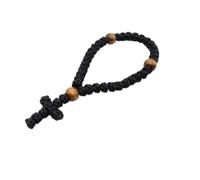 Lavaarite 1 corda da preghiera greca ortodossa cristiana a 33 nodi, fatta a mano, con ciondolo a forma di croce di benedizione, nappa da appendere all'auto, per casa, viaggi, regalo religioso (nero
