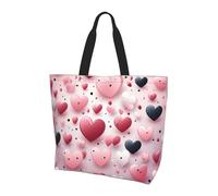 Lavabile Borsa Di Tela Heart Shaped Pattern Borsa Tote Bag Impermeabile Borsa Stoffa Shopper Per Uso Viaggi, Regali, Scuola, 40X50X15Cm