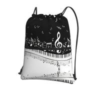 Lavabile in Lavatrice Sackpack Piano Keys with Musical Notes Zaino con Coulisse Fashion Borse da Palestra per Viaggi, Compleanno, Natale