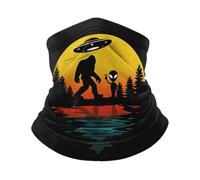 Lavabile Sciarpa A Tubo UFO Alien And Bigfoot Moon Decorazione Facciale Multiuso Cerchietto per Capelli per Sports Ciclismo Motocicletta