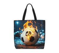 Lavabile Shopper Borsetta Burning Soccer Ball Borsa Tote Bag Universale Borsa Stoffa Shopper Per Uso Viaggi, Regali, Palestra, 40X50X15Cm