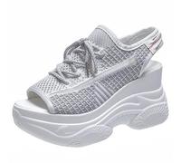 Lavabile Slingback Ortopedico Slide Sandali Sportivi, Da Donna Peep Toe Piattaforma Cinturino Alla Caviglia Sneakers Casual Supporto Arco Scarpe Da Spiaggia, Grigio, 0 UK