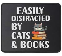 Lavabile Tappetini Mouse, Funny Cat Distracted by Cats And Books Tappetino per Il Mouse Superficie Liscia Gaming Mousepad per Ufficio Laptop Notebook