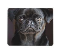 Lavabile Tappetino per Il Mouse, Cute Black Pug Dog, Bordi Cuciti Tappeto Mouse, Gaming Mousepad, 25X30cm, Laptop, Ufficio, PC