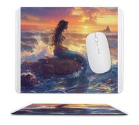 Lavabile Tappetino per Il Mouse Mer-Maid on The Reef at Sunset Gaming Mousepad Tappetino per Mouse 25x30cm per Ufficio,PC,Laptop