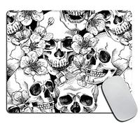 Lavabile Tappetino per Il Mouse Sugar Skull Flower Black White Gaming Mousepad Tappetini Mouse 25x30cm per Notebook,Casa,Laptop