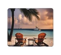 Lavabile Tappetino per Mouse, Beach Palm Tree Chairs Boats Print Tappetino per Il Mouse Antiscivolo Gaming Mousepad per Notebook PC Laptop