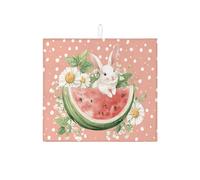 Lavabile Tappetino Scolapiatti Watermelon Rabbit Cute Flowers Spring Tappetini Per Lavello Da Cucina Microfibra Tappetino Per Asciugatura Per Tazza Piatti 46X61cm