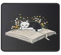 Lavabile Tappeto Mouse, Cat And Books Flower Cute Cat Tappetino per Il Mouse Bordi Cuciti Gaming Mousepad per Casa PC Computer