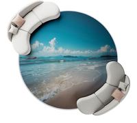 Lavabile Tappeto Rotondo 100 cm (Round) Antiscivolo Tappeti Stampato Sottile Spiaggia fresca come un'onda Tappeto a Cerchio Salotto Cameretta Soggiorno Verde e blu