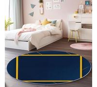 Lavabile Tappeto Rotondo 120 cm - Minimalista Moderno Cornice Geometrica Tema Antiscivolo Tappeto Rotondo, Nero Pelo Corto Flanella Tappeti per Soggiorno Camera da Letto Home Decor