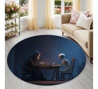 Lavabile Tappeto Rotondo 90 cm Antiscivolo Sottile Nero Teschio Stile Cinematografico Tappeto a Cerchio Salotto Cameretta Soggiorno Cucina Fantasia Stampato Tappeti di Zona