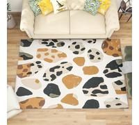 Lavabile Tappeto Soggiorno Pelo Corto Design Moderno, Marrone Tappeto Antiscivolo 180x240 cm, Semplice Stampa Leopardata Soffice e Morbido Cameretta Carpet Salotto Cucina Decorazioni