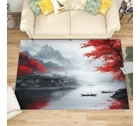 Lavabile Tappeto Soggiorno Pelo Corto Design Moderno, Pittura Cinese Feng Shui Tappeto Antiscivolo 60x90 cm, Arte Cinese Soffice e Morbido Cameretta Carpet Salotto Cucina Decorazioni
