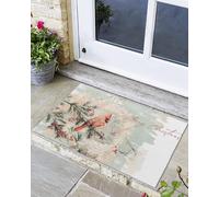 Lavabile Zerbino da Esterno Christmas Winter Birds Pine Trees Red Berry Ombre, Tappetini da Bagno, Interno, Esterno, Giardino, Classico Tappeto da Bagno 40X60cm