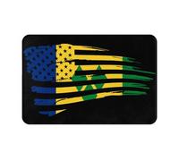 Lavabile Zerbino Entrata America Flag and Saint Vincent and The Grenadines Flag, Tappetino porta, Giardino, Esterno, Ingresso, Indistruttibile Tappeto da Esterno 40X60cm