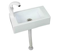 Lavabo a Parete Bianco, Lavatoio da Parete, Resistente Agli Agenti Atmosferici 40x20x11 cm per Cucina Garage Lavanderia Giardino Ambienti Esterni ed Interni A Rubinetto dell'acqua Fredda Singolo