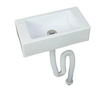 Lavabo a Parete Bianco, Lavatoio da Parete, Resistente Agli Agenti Atmosferici 40x20x11 cm per Cucina Garage Lavanderia Giardino Ambienti Esterni ed Interni 150cm Conduttura Fognaria