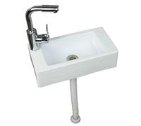 Lavabo a Parete Bianco, Lavatoio da Parete, Resistente Agli Agenti Atmosferici 40x20x11 cm per Cucina Garage Lavanderia Giardino Ambienti Esterni ed Interni E Rubinetto dell'acqua Calda e Fredda