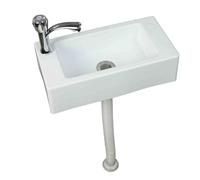 Lavabo a Parete Bianco, Lavatoio da Parete, Resistente Agli Agenti Atmosferici 40x20x11 cm per Cucina Garage Lavanderia Giardino Ambienti Esterni ed Interni B Rubinetto dell'acqua Fredda Singolo