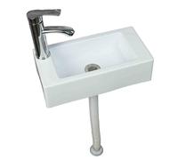 Lavabo a Parete Bianco, Lavatoio da Parete, Resistente Agli Agenti Atmosferici 40x20x11 cm per Cucina Garage Lavanderia Giardino Ambienti Esterni ed Interni D Rubinetto dell'acqua Calda e Fredda