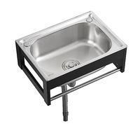 lavabo a parete, Lavelli Commerciale 1 Vasca Autoportante Professionale, Lavabo di Utilità Lavello in acciaio inox a vasca singola, per Garage, Lavanderia, Officina (48x35x21cm)