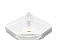 Lavabo angolare da parete, 38 x 20 x 10 cm, bianco con tubo dell'acqua, per guardaroba e bagno, design salvaspazio per lavaggio a mano