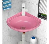 Lavabo angolare in plastica Lavandino bagno piccolo Senza Foratura Lavandini Bagno Montaggio a Parete Mini Lavabo Compatto Con Rubinetto,per Camper,Barca,Wc