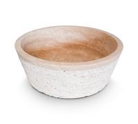 Lavabo bagno da appoggio Graffiato in Travertino Chiaro 45x45x15 cm | Stone Art