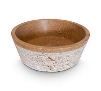 Lavabo bagno da appoggio Graffiato in Travertino Noce 45x45x15 cm | Stone Art