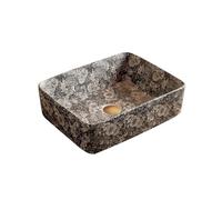 Lavabo Bagno Lavabo da appoggio quadrato in ceramica artistica for interni ed esterni, for bagno, cortile, hotel, con set di scarico for rubinetto Lavabo da parete