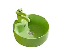 Lavabo Bagno Lavandino del Bagno in Ceramica Rotondo Carino con Set di lavello di Rubinetto a Forma di Animale (Colori Multipli tra Cui Scegliere) Lavandino Bagno (Color : Groen)