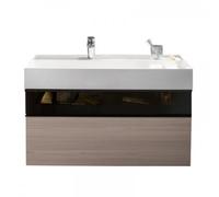 Lavabo burgbad Yumo avec meuble sous-lavabo, largeur : 1015mm, poignée G0179, avec cadre frontal en aluminium, éclairage LED inclus, SFMX102F3724C0001, SFMX102F3724C0001, Colorazione: Hacienda Nero Me