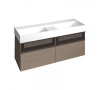 Lavabo burgbad Yumo avec meuble sous-lavabo, largeur : 1315mm, poignée G0179, avec cadre frontal en aluminium, SFKM132F3724C0001, SFKM132F3724C0001, Colorazione: Hacienda Nero Melamina / Hacienda Nero