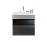 Lavabo burgbad Yumo avec meuble sous-lavabo, largeur : 665mm, poignée G0179, avec cadre frontal en aluminium, SFKL067F3725C0001, SFKL067F3725C0001, Colorazione: Bianco melamina opaca / Bianco melamina