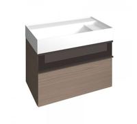 Lavabo burgbad Yumo avec meuble sous-lavabo, largeur : 815mm, poignée G0179, avec cadre frontal en aluminium, SFKL082F3724G0179, SFKL082F3724G0179, Colorazione: Hacienda Nero Melamina / Hacienda Nero