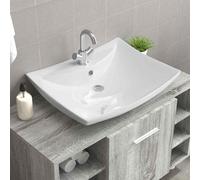 vidaXL Lavabo Ceramica Lusso Rettangolare Foro di Trabocco e Foro Rubinetto
