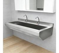 Lavabo Commerciale A Parete, Lavello Di Servizio In Acciaio Inox Con Rubinetto, Sistema Di Drenaggio A Scanalatura A X, Vasca Di Lavaggio Autoportante Per Ristoranti(120 * 40 * 18cm)