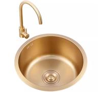 Lavabo Compatto Mini Rotondo Multiuso in Acciaio Inox Color Oro per Camper, Camper, Camper, Camper,Gone, Monolocale, Appartamento (36 * 36 18 Cm)/Oro/40 * 40 * 19 cm