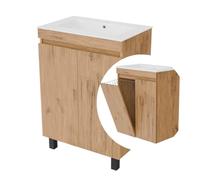 Lavabo con mobiletto sottostante da 60 cm Ribera mobiletto sotto-lavabo, sospeso o a terra, per bagno, chiusura ammortizzata, cesto della biancheria, set di mobili da bagno con lavabo, ripiani