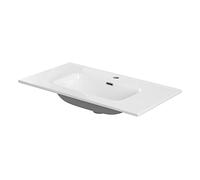 Lavabo consolle da Incasso per Mobile, 90x46 cm Rettangolare in Ceramica Bianco Lucido, con Foro Troppo Pieno, Disponibili Diverse Misure