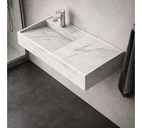 Lavabo Consolle Modello Astrid Sospeso in Artificial Stone 100 x 46 x 15 cm Bianco Venato Rettangolare