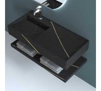 Lavabo Consolle Rangiroa in Art Stone Colore Black e Nut Venato 100 cm Lullaby - CONFEZIONE: 1 pz.