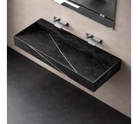 Lavabo Consolle Sospeso in Artificial Stone Freya, 120 x 50 x 15 cm, Nero e Bianco Venato, Rettangolare