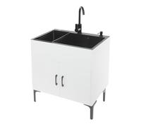 Lavabo da 68 x 45 x 78 cm, mobile da bagno con lavandino, rubinetto, dispenser di sapone, cestello di scarico, lavandino in acciaio inox, per cucine, ristoranti, negozi di dessert