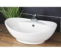 Lavabo da appoggio 60 x 40 cm, ovale, bianco