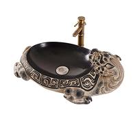 Lavabo da Appoggio Creatività in stile cinese Lavandino da bagno sopra banco bacino animale forma vanità lavello di arte bacino vintage pietra color lavabo lavabo con rubinetto combo Lavandino