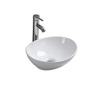 Lavabo da Appoggio in Ceramica Ovale Vaso Lavello Ciotola Design Moderno Bianco Lucido per Guardaroba Bagno