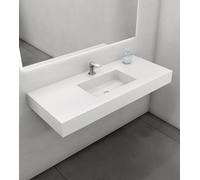 Lavabo da appoggio in resina bianca 120x50x12 cm - Piano per il bagno con foro per rubinetto - Lavabo sospeso in resina